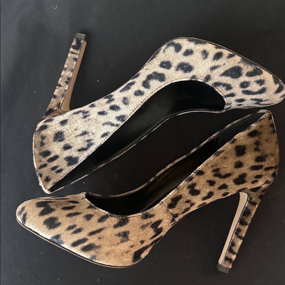 BCBGeneration Velvet Leopard Heels- like new